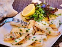 This is from the restaurant website but it&#39;s my calamari steak appetizer at  Piazza Pascal . I&#39;ve never enjoyed calamari like I enjoyed this dish. Wow!